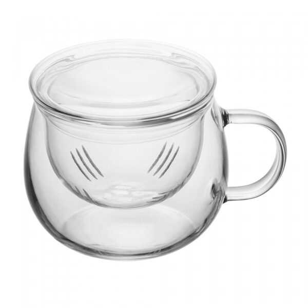 Caneca com Infusor e Tampa Moderna 300ml Vidro Borossilicato - Brinde Corporativo Personalizado