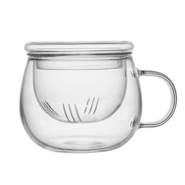 Caneca com Infusor e Tampa Moderna 300ml Vidro Borossilicato - Brinde Corporativo Personalizado