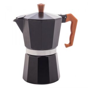 Cafeteira Italiana de Alumínio 6 Doses com Cabo em Plástico Preta Fosca 300ml