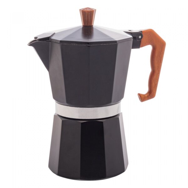 Cafeteira Italiana de Alumínio 6 Doses com Cabo em Plástico Preta Fosca 300ml - Brinde Corporativo Personalizado