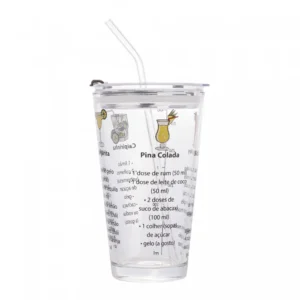 Copo de Drink de Vidro com Canudo 450ml