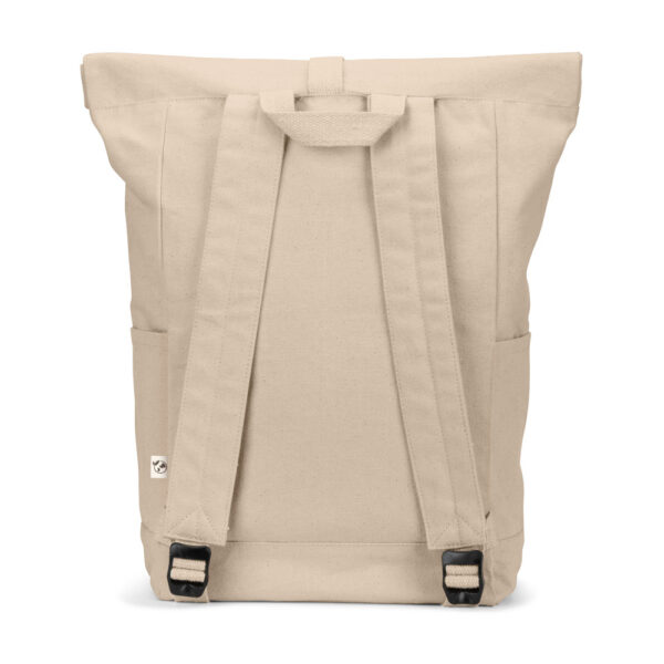 Mochila "roll top" em algodão reciclado e poliéster reciclado (380 g/m²) - Brinde Corporativo Personalizado