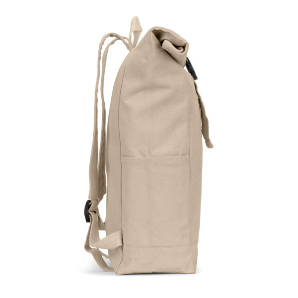 Mochila "roll top" em algodão reciclado e poliéster reciclado (380 g/m²) - Brinde Corporativo Personalizado