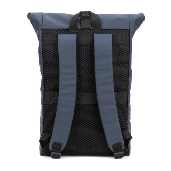 Mochila "roll top" em PU com bolso para notebook (16") - Brinde Corporativo Personalizado