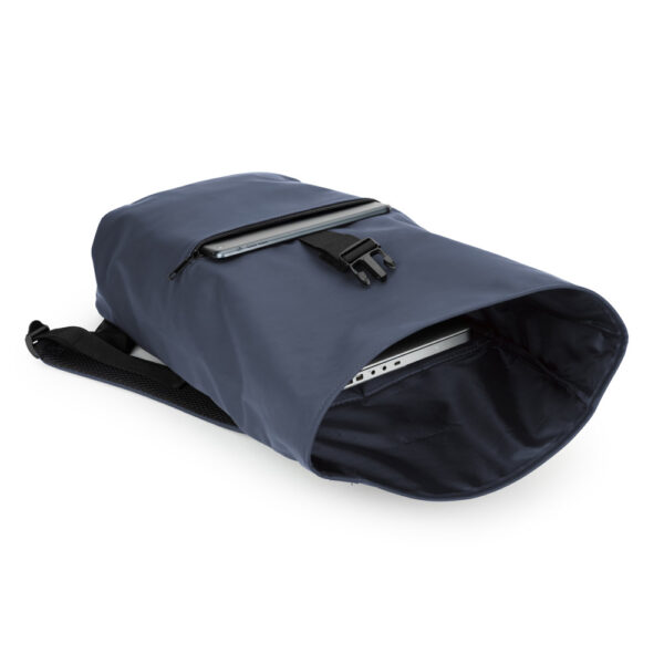 Mochila "roll top" em PU com bolso para notebook (16") - Brinde Corporativo Personalizado