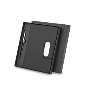 Kit com caderno A5 em PU e caneta de alumínio personalizado