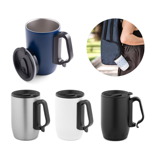 Caneca de viagem térmica em aço inox (400 mL) - Brinde Corporativo Personalizado