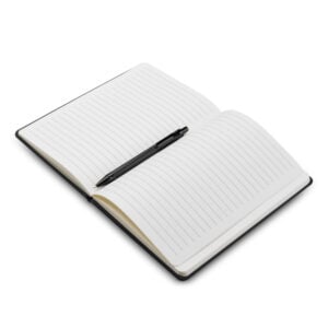 Kit escritório personalizado com caderno A5 em PU e caneta em alumínio