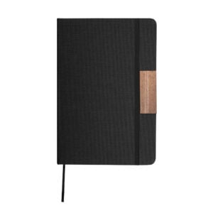 Kit escritório personalizado com caderno, copo de cerâmica e caneta em nogueira