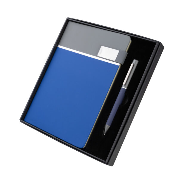 Kit escritório personalizado com caderno em PU e caneta metálica