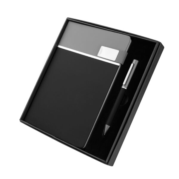 Kit escritório personalizado com caderno em PU e caneta metálica