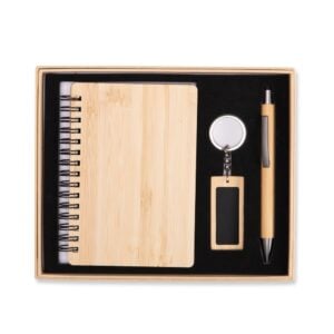 Kit executivo ecológico em bambu com caderno e caneta