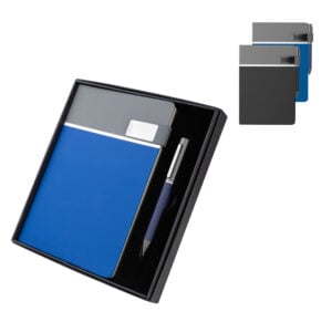 Kit escritório personalizado com caderno em PU e caneta metálica