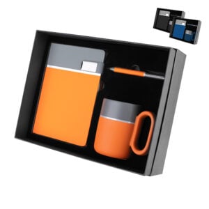 Kit escritório personalizado com caderno em PU, caneca e caneta