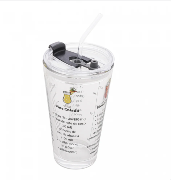 Copo de Drink de Vidro com Canudo 450ml