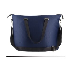 Bolsa esportiva e academia personalizada em tecido mesh azul marinho com alças de mão e base reforçada