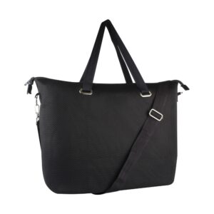 Bolsa esportiva e academia personalizada em tecido mesh preta com alça de ombro na diagonal