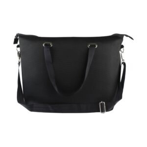 Bolsa esportiva e academia personalizada em tecido mesh preta com alças de mão e base reforçada