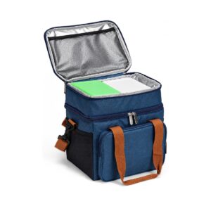 Bolsa Térmica Dupla 15L Personalizada 08287, azul aberta