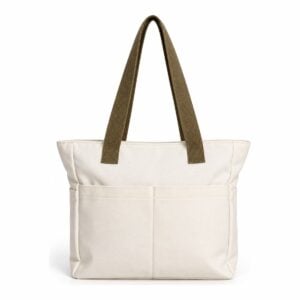 Bolsa tote personalizada em lona de algodão cru, vista frontal