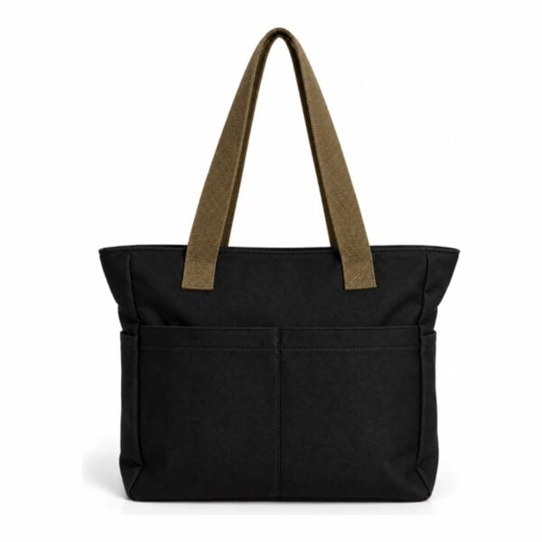 Bolsa tote personalizada em lona de algodão preta, vista frontal