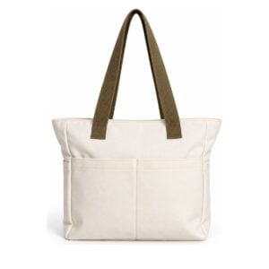 Bolsa tote personalizada em lona de algodão cru, vista frontal