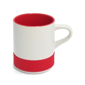 Caneca 350ml com Interior e Cinta de Silicone Personalizada CA0336, vermelha (12290)