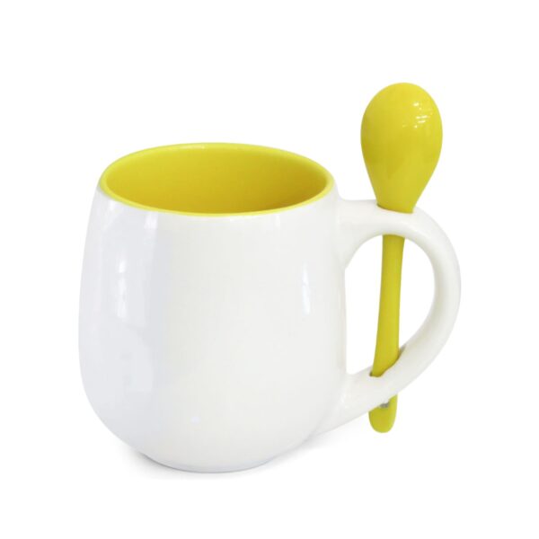 Caneca Belly 350ml com Colher e Interior Colorido Personalizada CA0334, amarelo (9989)