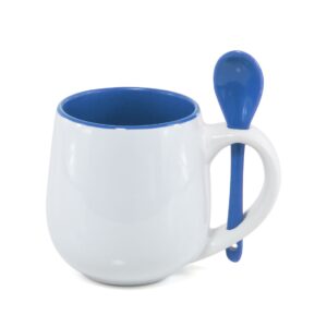 Caneca Belly 350ml com Colher e Interior Colorido Personalizada CA0334, azul (9155)