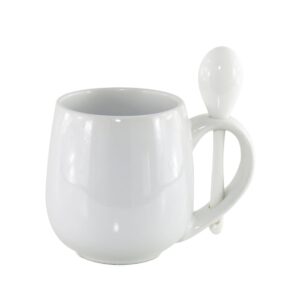 Caneca Belly 350ml com Colher e Interior Colorido Personalizada CA0334, branco (9229)
