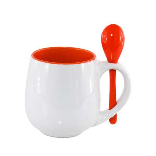 Caneca Belly 350ml com Colher e Interior Colorido Personalizada CA0334, laranja (9228)