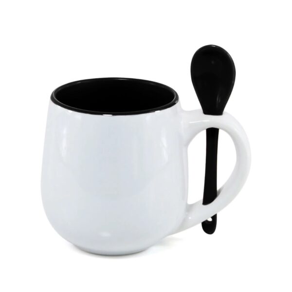 Caneca Belly 350ml com Colher e Interior Colorido Personalizada CA0334, preta (9988)