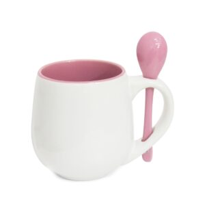 Caneca Belly 350ml com Colher e Interior Colorido Personalizada CA0334, rosa (9987)