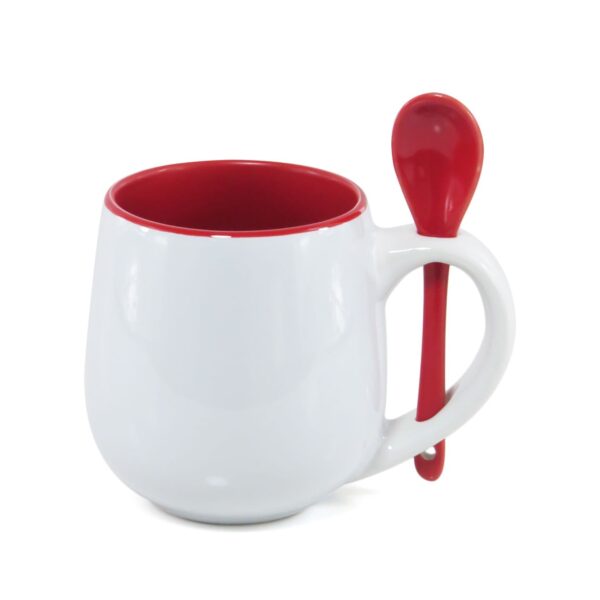 Caneca Belly 350ml com Colher e Interior Colorido Personalizada CA0334, vermelha (9154)