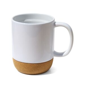 Caneca de Cerâmica 400ml com Base de Cortiça Personalizada CA0331, branca (11778)