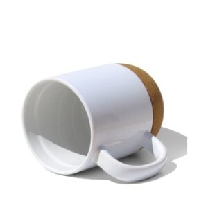Caneca de Cerâmica 400ml com Base de Cortiça Personalizada CA0331, branca (lateral) (11778)