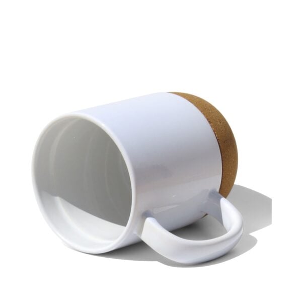 Caneca de Cerâmica 400ml com Base de Cortiça Personalizada CA0331, branca (lateral) (11778)