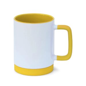 Caneca de Cerâmica com Interior Colorido e Base de Silicone Personalizada CA0326, amarela (11770)