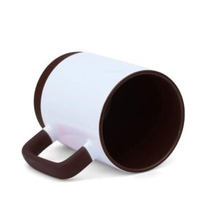 Caneca de Cerâmica com Interior Colorido e Base de Silicone Personalizada CA0326, marrom (11773)