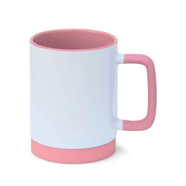 Caneca de Cerâmica com Interior Colorido e Base de Silicone Personalizada CA0326, rosa (11775)