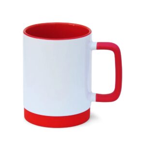 Caneca de Cerâmica com Interior Colorido e Base de Silicone Personalizada CA0326, vermelha (11776)