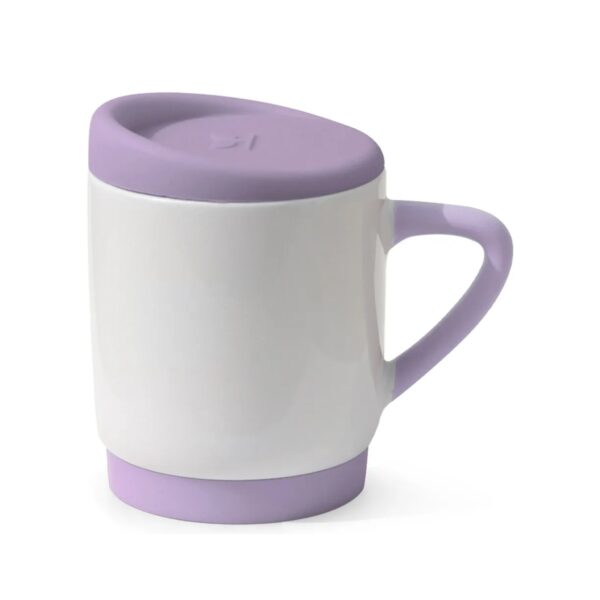 Caneca de Cerâmica com Tampa e Alça de Silicone Personalizada CA0327, lilás (11940)