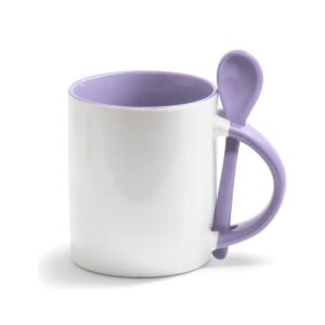 Caneca Reta 325ml com Colher, Alça e Interior Coloridos Personalizada CA0329, lilás (12718)