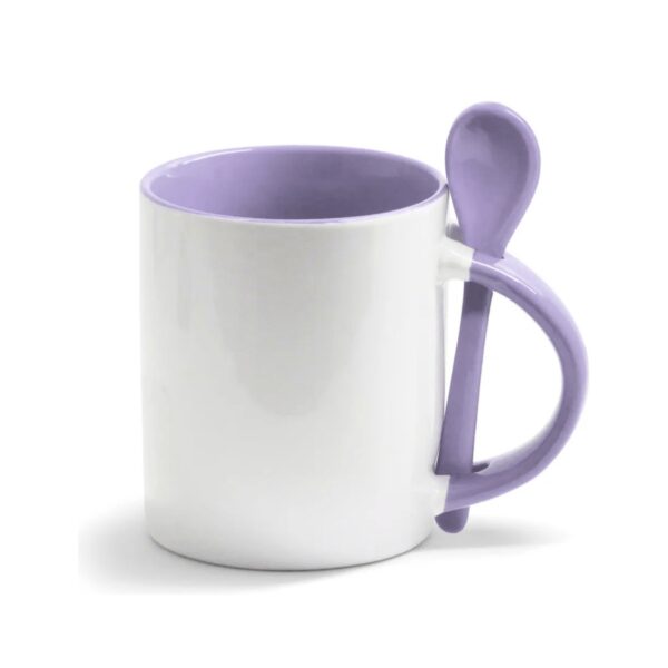 Caneca Reta 325ml com Colher, Alça e Interior Coloridos Personalizada CA0329, lilás (12718)