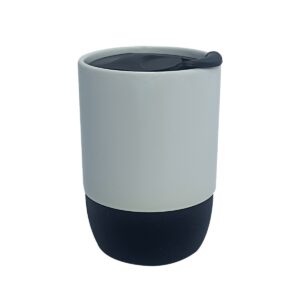 Copo de Cerâmica Fosco 325ml com Tampa Acrílica e Base de Silicone Personalizado CA0328, branco (12276)