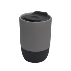 Copo de Cerâmica Fosco 325ml com Tampa Acrílica e Base de Silicone Personalizado CA0328, cinza (12277)
