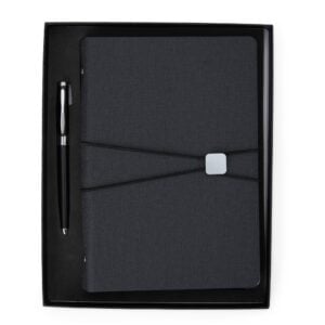 Kit executivo com caderno fichário e caneta metálica personalizado