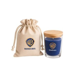 Vela artesanal personalizada VL100 com saquinho de algodão cru personalizado