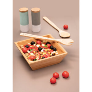 Saladeira Quadrada em Bambu Personalizada 93968 - Enova Brindes Personalizados