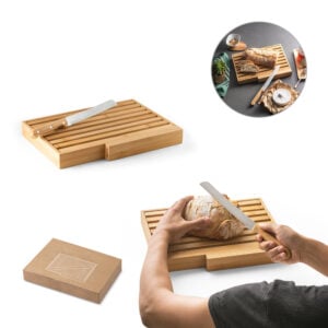 Tábua para pão em bambu com faca personalizada 94321 - Enova Brindes Personalizados